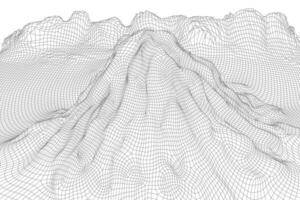 resumen estructura metálica paisaje antecedentes. 3d futurista malla montañas. Años 80 retro ilustración. ciberespacio tecnología valles vector