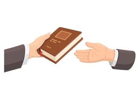 Hand Giving Book Cartoon Illustration vector