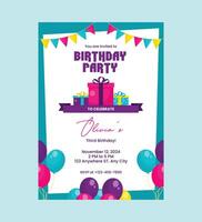 Happy Birthday Invitation card template with photoMobile vector