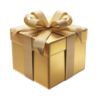 Elegant gold gift box with luxurious golden ribbon, perfect for birthday or anniversary surprises png