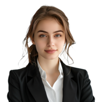 Businesswoman portrait. Beautiful businesswoman wearing black suit. png