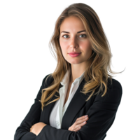 Businesswoman portrait. Beautiful businesswoman wearing black suit. png