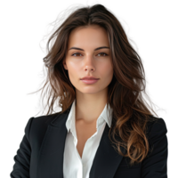 Businesswoman portrait. Beautiful businesswoman wearing black suit. png