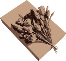 silhueta ramalhete do seco flores em envelope, floral arranjos para vintage, cartão, mãe, pai, professor, aniversário, aniversário, avó, arte, página de recados, primavera, pêsames png