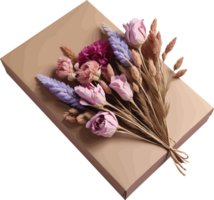 boeket van droog bloemen Aan Cadeau, bloemen regelingen voor vintage, kaart, minimalistisch, moeder, vader, docent, verjaardag, verjaardag, oma, geschenk voor haar, ambacht, plakboek, lente, condoleance png