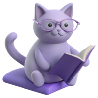 gato 3d imagen de rodeado por libros, evocando el aura de un dedicado profesor o entusiasta studen png