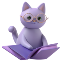 gatto 3d Immagine di circondato di libri, evocando il aura di un' dedito insegnante o entusiasta studen png