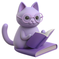 gato 3d imagen de rodeado por libros, evocando el aura de un dedicado profesor o entusiasta studen png