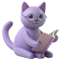 gatto 3d Immagine di circondato di libri, evocando il aura di un' dedito insegnante o entusiasta studen png