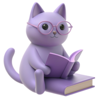 gatto 3d Immagine di circondato di libri, evocando il aura di un' dedito insegnante o entusiasta studen png