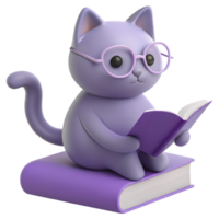 katt 3d bild av omgiven förbi böcker, frammanande de aura av en tillägnad lärare eller entusiastisk studen png