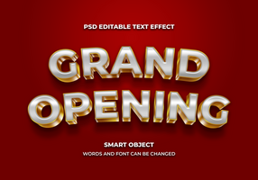 grand opening 3d editable text effect style psd