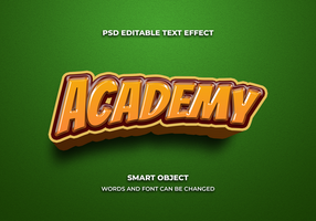 academy 3d editable text effect style psd