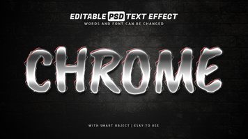 Chrome silver light text effect editable psd