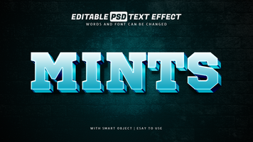 mentas 3d texto efecto editable psd