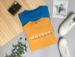 Realistic dual t shirt mockup psd