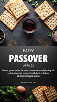 A poster for Passover with a glass of wine and crackers psd