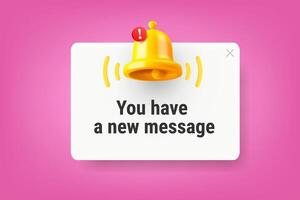 New message concept with the bell. 3d illustration with copy space vector