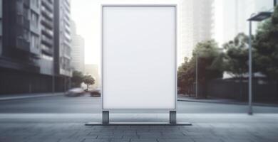 Urban Billboard Mockup with Blank Space for Advertising in City. Outdoor Display with Empty Canvas for Ads. photo