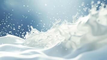 AI generated Splash of white milk on a blue background. 3d rendering photo