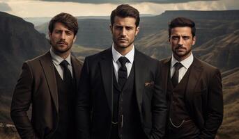 Timeless elegance and modern flair. a curated guide to gentlemen's style, blending sophistication individuality in fashion , encapsulating essence of sartorial refinement contemporary photo