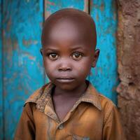 ai generado orfanato niño, un oferta retrato de Resiliencia y esperanza, el viaje de niños en necesitar de cuidado y apoyo, brillante un ligero en su fuerza y potencial en medio de adversidad. foto