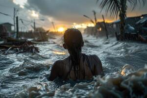 ai generado de la naturaleza furia, cautivador el emocional espectáculo de un natural desastre destructivo fuerza. presenciar el impacto y Resiliencia en el cara de de la naturaleza ira foto