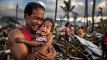 AI generated Nature's fury, captivating the emotional spectacle of a natural disaster's destructive power. witnessing the impact and resilience in the face of nature's wrath photo