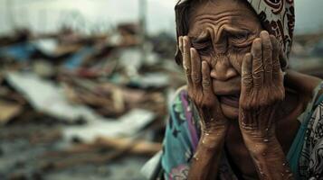 AI generated Nature's fury, captivating the emotional spectacle of a natural disaster's destructive power. witnessing the impact and resilience in the face of nature's wrath photo