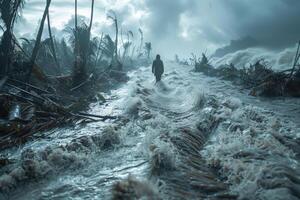 ai generado de la naturaleza furia, cautivador el emocional espectáculo de un natural desastre destructivo fuerza. presenciar el impacto y Resiliencia en el cara de de la naturaleza ira foto