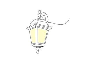 lamp lantern vintage old object one line art design vector