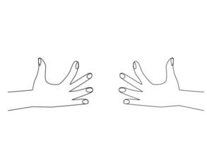 human woman hand holding fingers showing one line art design vector