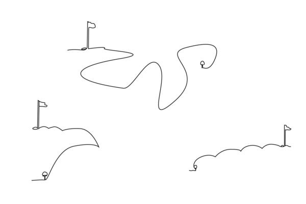 golf sport professional target goal set one line art design concept