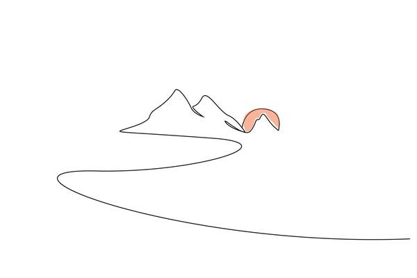 mountain nature sun sunset ouddor simple one line art design