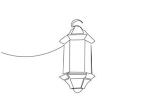 lamp lantern vintage old object one line art design vector