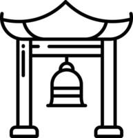 Buddhist Bell outline illustration vector