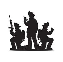 Firefighters pose silhouette illustration vector