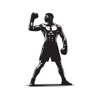 A boxer stand with pose silhouette illustration vector