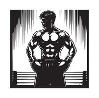 A boxer stand with pose silhouette illustration vector