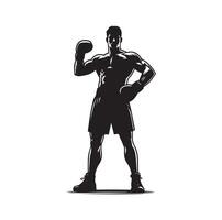 A boxer stand with pose silhouette illustration vector