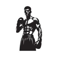 A boxer stand with pose silhouette illustration vector