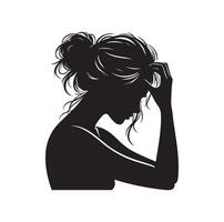 Upset woman illustration, crying, suffering, tired woman, illustration, icon, silhouette vector