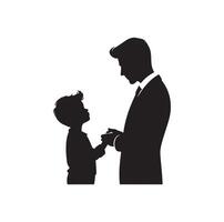 Father and son silhouette illustration. Shadow dad and kid. Fatherhood concept isolated vector