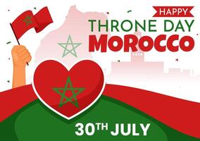 Happy Morocco Throne Day Illustration on July 30 with Waving Flag and Ribbon in Celebration National Holiday Background Design vector