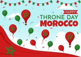 Happy Morocco Throne Day Illustration on July 30 with Waving Flag and Ribbon in Celebration National Holiday Background Design vector