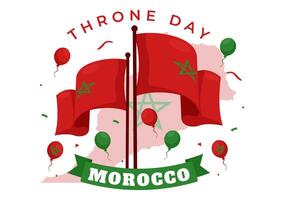 Happy Morocco Throne Day Illustration on July 30 with Waving Flag and Ribbon in Celebration National Holiday Background Design vector