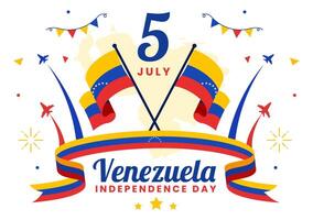 Happy Venezuela Independence Day Illustration on 5 July with Flags, Balloon and Confetti in Memorial Holiday Flat Cartoon Background vector