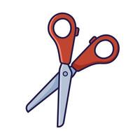 Scissors icon. Isolated illustration of office stationery, equipment, tool in flat cartoon style. vector