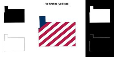 Rio Grande County, Colorado outline map set vector