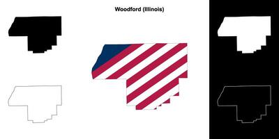 Woodford County, Illinois outline map set vector